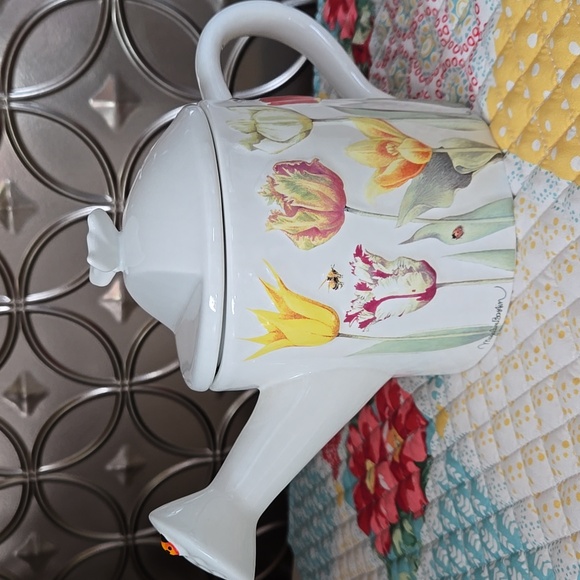 Marjolein Bastin Signature Porcelain Watering Can Tea Kettle Nature's Sketchbook - Picture 4 of 17